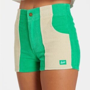 Hammies corduroy shorts in green and tan